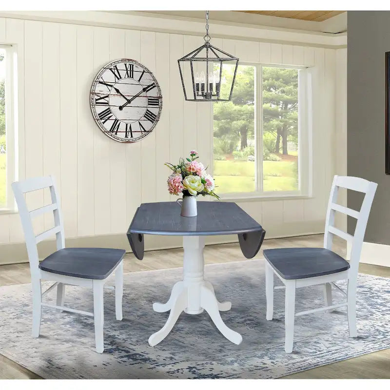 42 Dual Drop Leaf Pedestal Dining Table with Madrid Ladderback Chairs - Dining Set