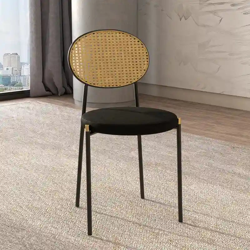 Leisuremod Euston Modern Dining Chair w Upholstered Velvet Seat - Wicker Back Accent Chair for Home Office Living Room & Kitchen