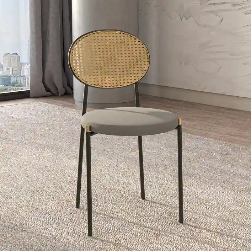 Leisuremod Euston Modern Dining Chair w Upholstered Velvet Seat - Wicker Back Accent Chair for Home Office Living Room & Kitchen