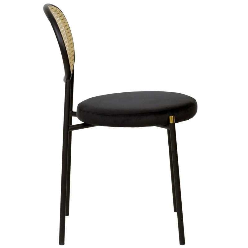 Leisuremod Euston Modern Dining Chair w Upholstered Velvet Seat - Wicker Back Accent Chair for Home Office Living Room & Kitchen