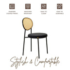 Leisuremod Euston Modern Dining Chair w Upholstered Velvet Seat - Wicker Back Accent Chair for Home Office Living Room & Kitchen