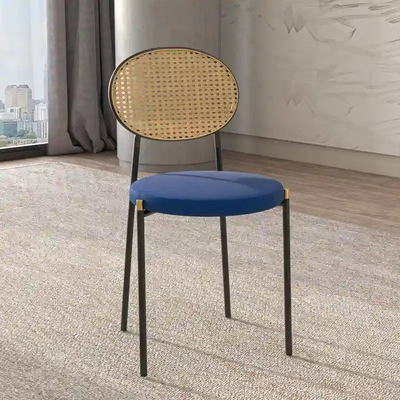 Leisuremod Euston Modern Dining Chair w Upholstered Velvet Seat - Wicker Back Accent Chair for Home Office Living Room & Kitchen