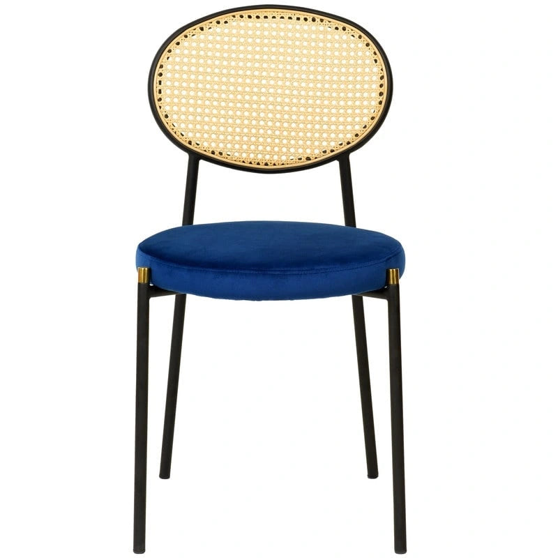 Leisuremod Euston Modern Dining Chair w Upholstered Velvet Seat - Wicker Back Accent Chair for Home Office Living Room & Kitchen