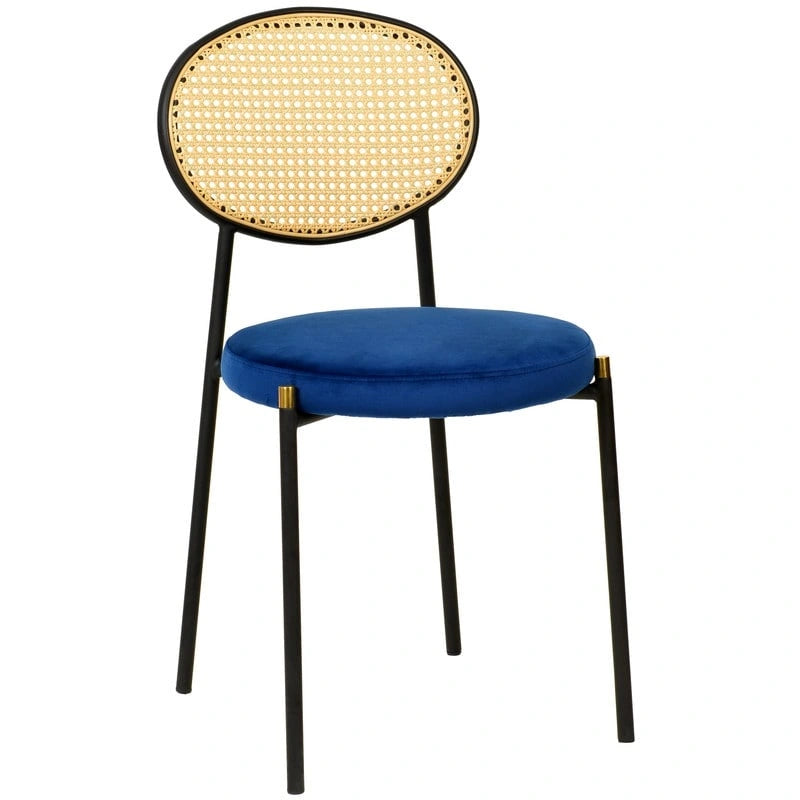 Leisuremod Euston Modern Dining Chair w Upholstered Velvet Seat - Wicker Back Accent Chair for Home Office Living Room & Kitchen