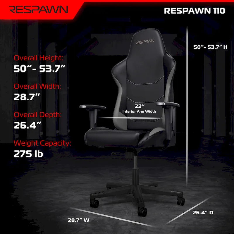 RESPAWN 110 Ergonomic Gaming Chair - Racing Style High Back PC Computer Desk Office Chair