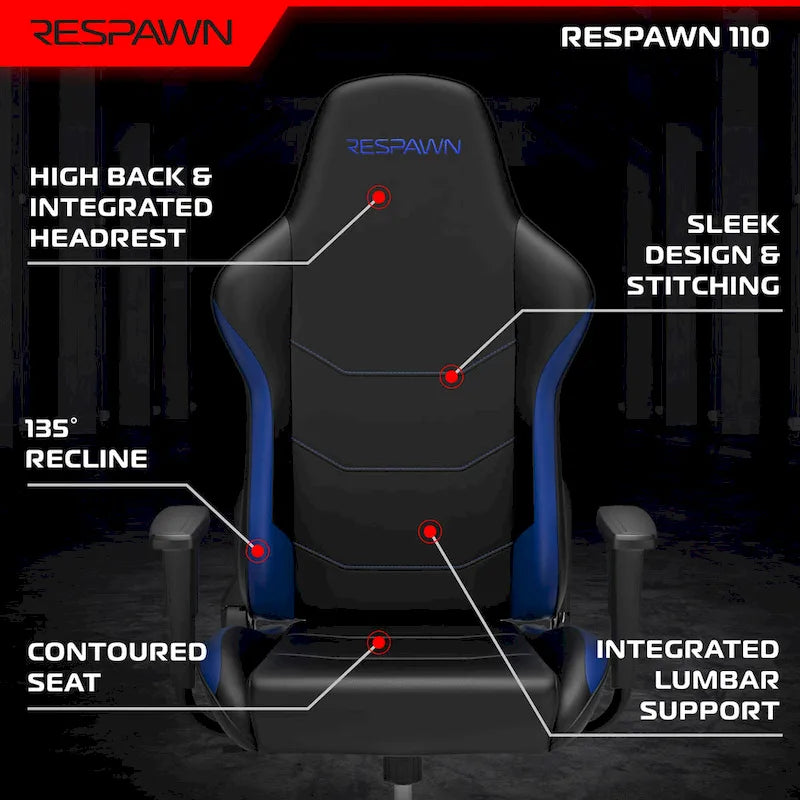 RESPAWN 110 Ergonomic Gaming Chair - Racing Style High Back PC Computer Desk Office Chair