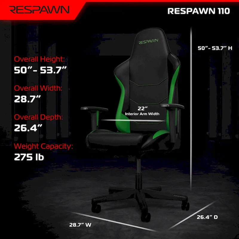 RESPAWN 110 Ergonomic Gaming Chair - Racing Style High Back PC Computer Desk Office Chair