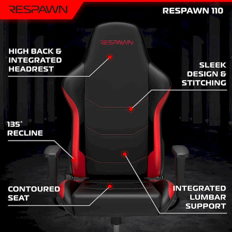 RESPAWN 110 Ergonomic Gaming Chair - Racing Style High Back PC Computer Desk Office Chair