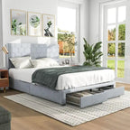 Honeycomb Modern Grey Velvet Headboard Storage Guest Bed by Furniture of America