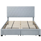 Honeycomb Modern Grey Velvet Headboard Storage Guest Bed by Furniture of America