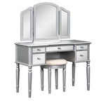 43Makeup Vanity Set with Mirrored Drawers and Stool for Bedroom
