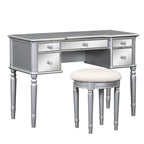 43Makeup Vanity Set with Mirrored Drawers and Stool for Bedroom