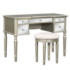 43Makeup Vanity Set with Mirrored Drawers and Stool for Bedroom