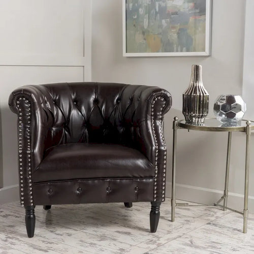 Akira Tufted Bonded Leather Club Chair by Christopher Knight Home