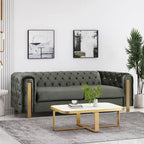 Keyser Modern Glam Tufted Velvet 3 Seater Sofa by Christopher Knight Home - 83.75 L x 34.50 W x 27.25 H