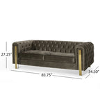 Keyser Modern Glam Tufted Velvet 3 Seater Sofa by Christopher Knight Home - 83.75 L x 34.50 W x 27.25 H
