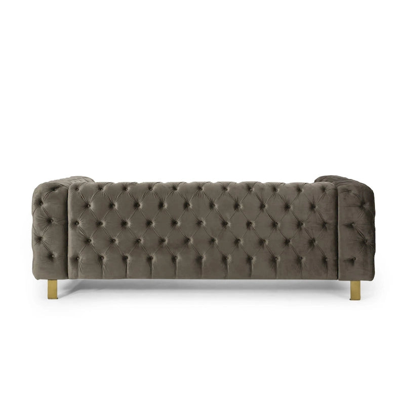 Keyser Modern Glam Tufted Velvet 3 Seater Sofa by Christopher Knight Home - 83.75 L x 34.50 W x 27.25 H