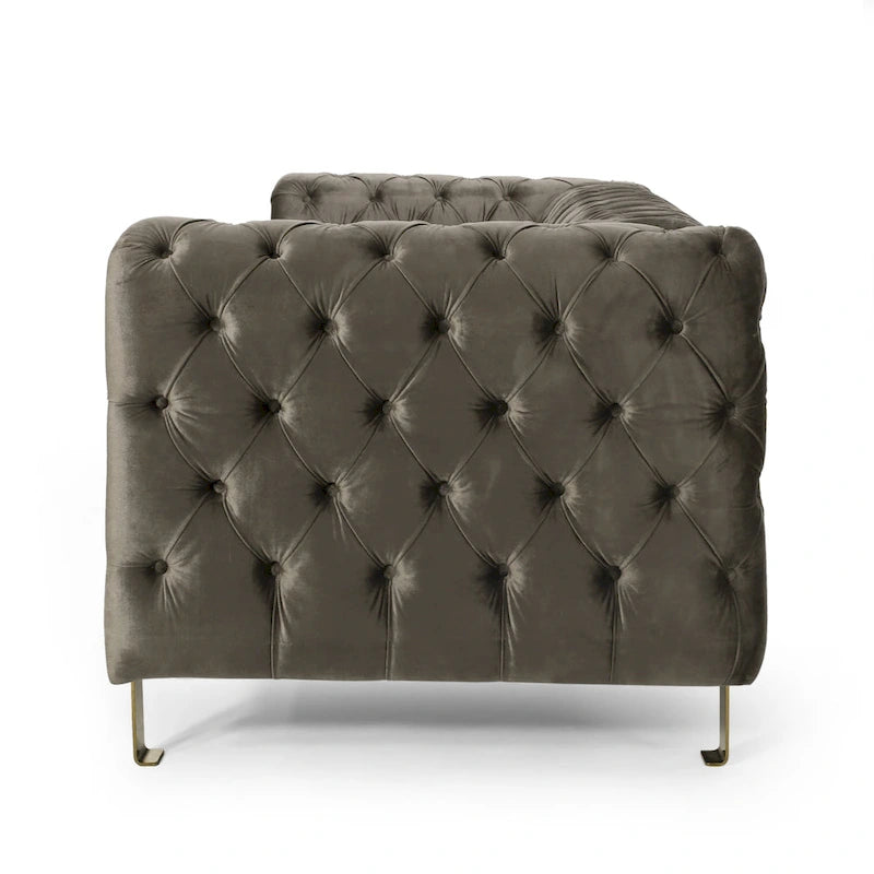 Keyser Modern Glam Tufted Velvet 3 Seater Sofa by Christopher Knight Home - 83.75 L x 34.50 W x 27.25 H