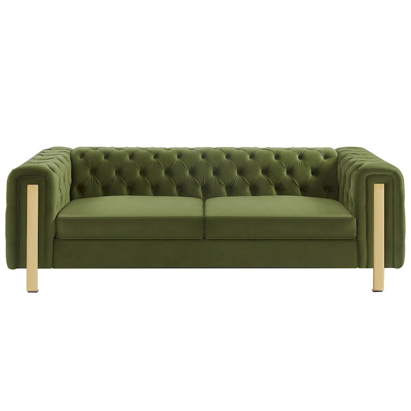 Keyser Modern Glam Tufted Velvet 3 Seater Sofa by Christopher Knight Home - 83.75 L x 34.50 W x 27.25 H