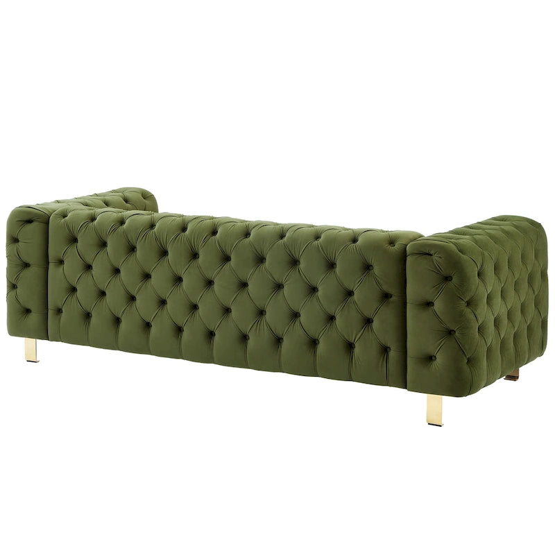 Keyser Modern Glam Tufted Velvet 3 Seater Sofa by Christopher Knight Home - 83.75 L x 34.50 W x 27.25 H