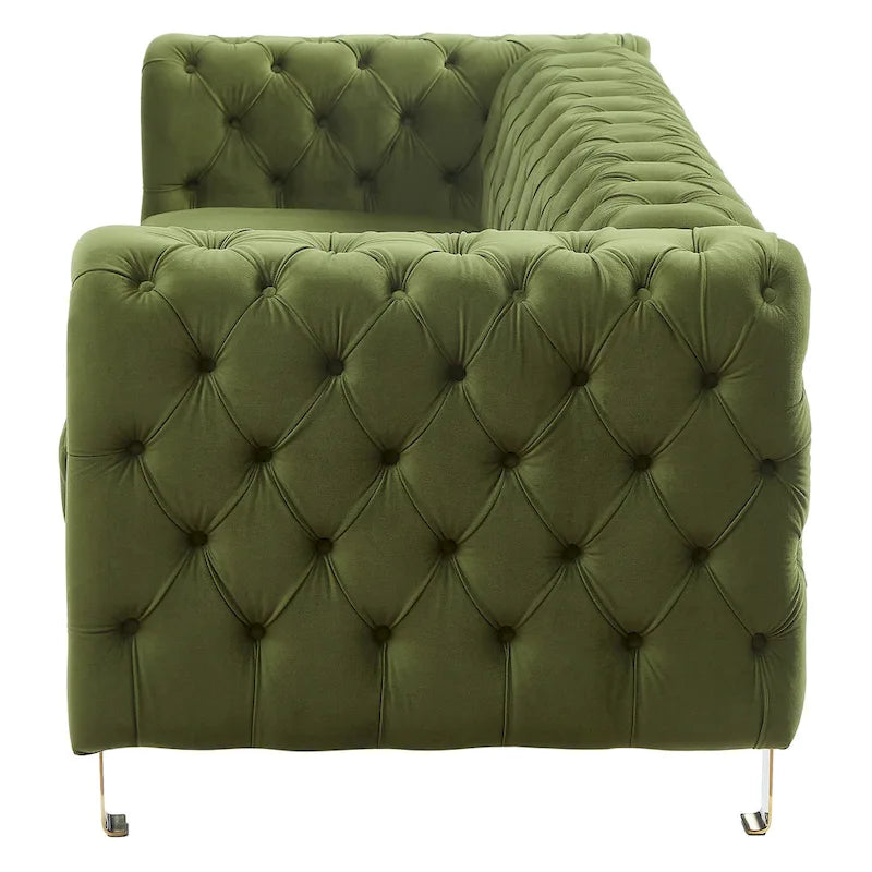 Keyser Modern Glam Tufted Velvet 3 Seater Sofa by Christopher Knight Home - 83.75 L x 34.50 W x 27.25 H