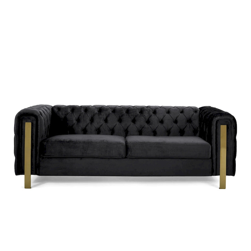 Keyser Modern Glam Tufted Velvet 3 Seater Sofa by Christopher Knight Home - 83.75 L x 34.50 W x 27.25 H