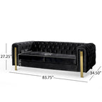 Keyser Modern Glam Tufted Velvet 3 Seater Sofa by Christopher Knight Home - 83.75 L x 34.50 W x 27.25 H