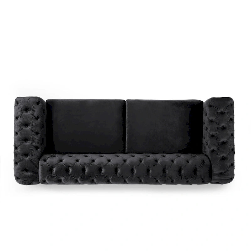 Keyser Modern Glam Tufted Velvet 3 Seater Sofa by Christopher Knight Home - 83.75 L x 34.50 W x 27.25 H