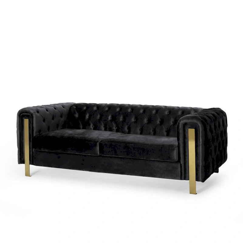 Keyser Modern Glam Tufted Velvet 3 Seater Sofa by Christopher Knight Home - 83.75 L x 34.50 W x 27.25 H