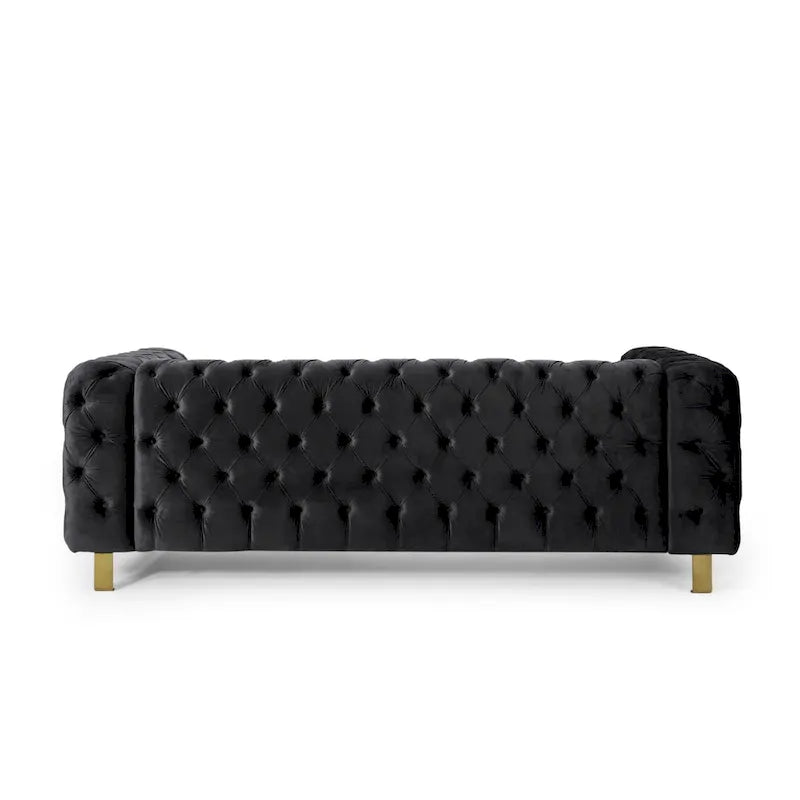 Keyser Modern Glam Tufted Velvet 3 Seater Sofa by Christopher Knight Home - 83.75 L x 34.50 W x 27.25 H