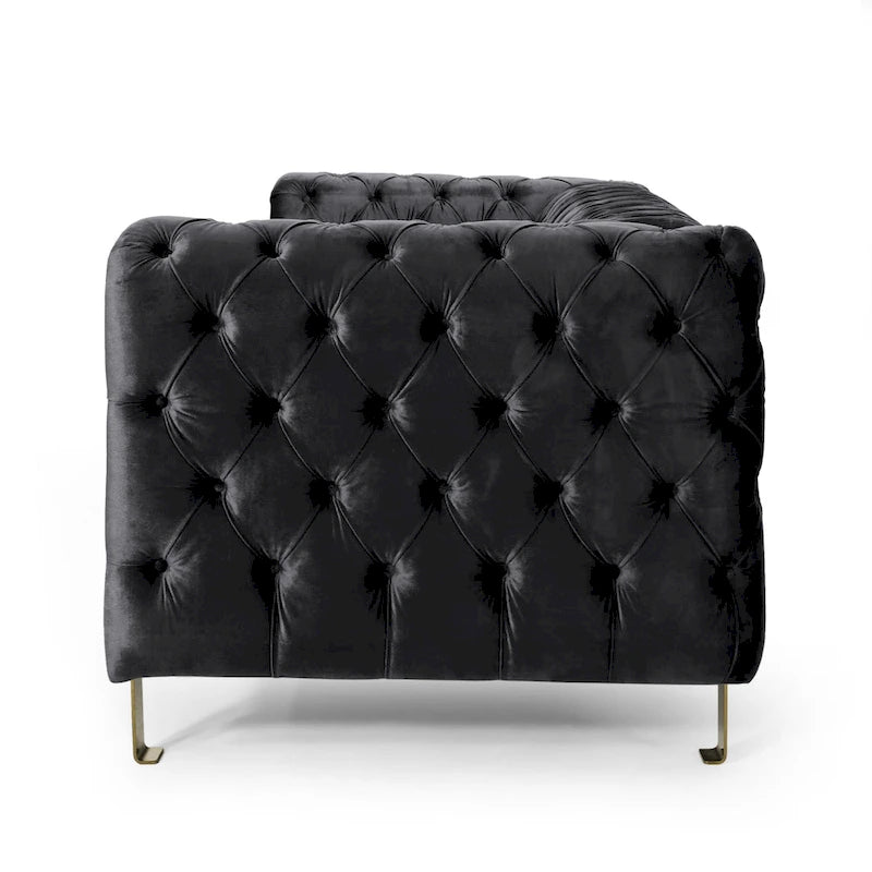 Keyser Modern Glam Tufted Velvet 3 Seater Sofa by Christopher Knight Home - 83.75 L x 34.50 W x 27.25 H