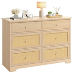 Moasis 6-Drawer Rattan Storage Chest of Drawers Cabinet Dresser