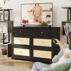 Moasis 6-Drawer Rattan Storage Chest of Drawers Cabinet Dresser