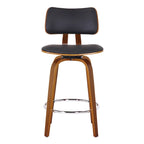 Mid-Century Fabric and Wood 26 Counter Stool with Swivel