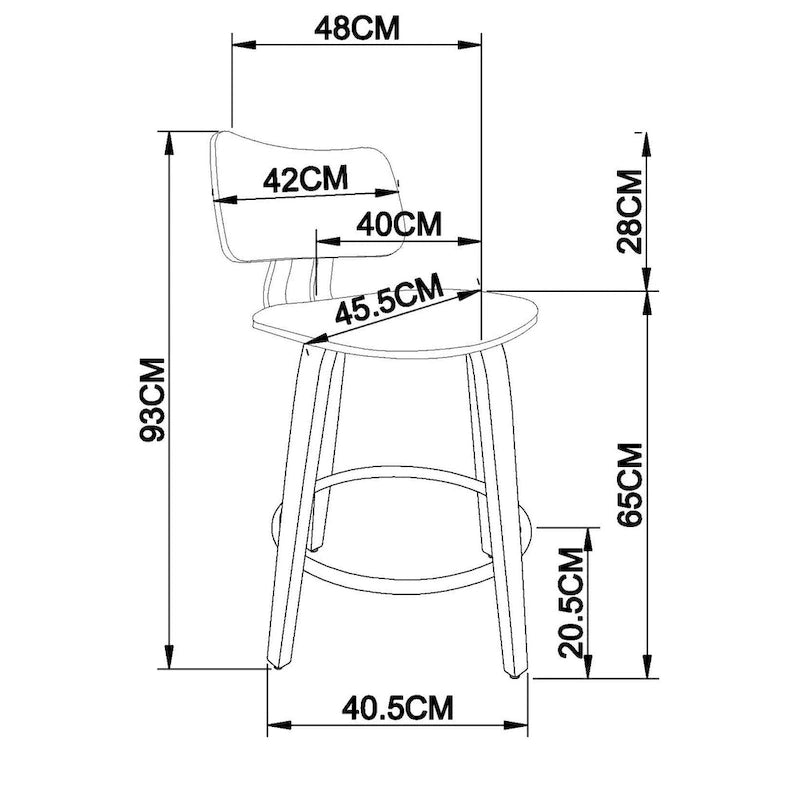 Mid-Century Fabric and Wood 26 Counter Stool with Swivel