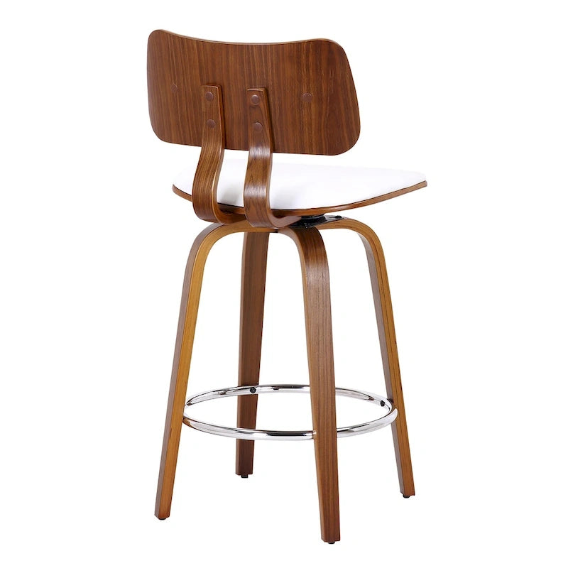 Mid-Century Fabric and Wood 26 Counter Stool with Swivel