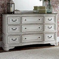 Magnolia Manor Antique White Weathered Bark 9 Drawer Dresser