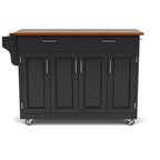 Copper Grove Puff Island Black Finish with Oak Top Kitchen Cart