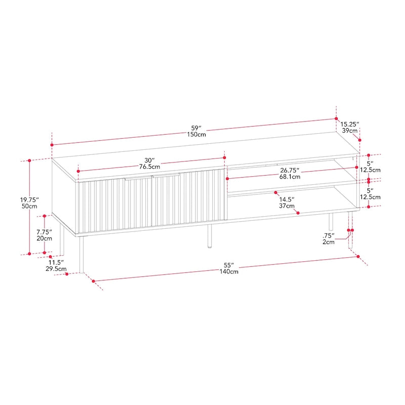 Alexander Fluted TV Stand for TVs up to 75 - 59