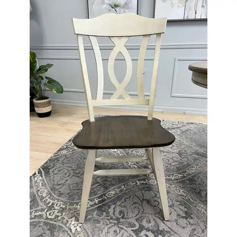 7 Piece Solid wood Two Tone Dark Brown & White Expendable Dining Set