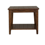 Liberty Furniture Lake House Square Lamp Accent Table Rustic Brown Oak