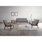 Baxton Studio Sorrento Mid-century Retro Modern Grey Fabric Upholstered Wooden 3-seater Sofa