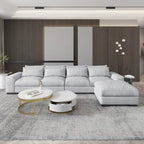 Light Grey Linen Feather Filled L-shaped Reversible Sectional Sofa