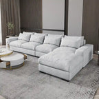 Light Grey Linen Feather Filled L-shaped Reversible Sectional Sofa