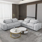 Light Grey Linen Feather Filled L-shaped Reversible Sectional Sofa