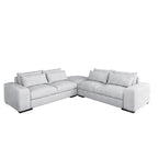 Light Grey Linen Feather Filled L-shaped Reversible Sectional Sofa
