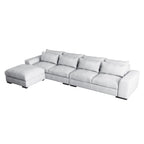 Light Grey Linen Feather Filled L-shaped Reversible Sectional Sofa