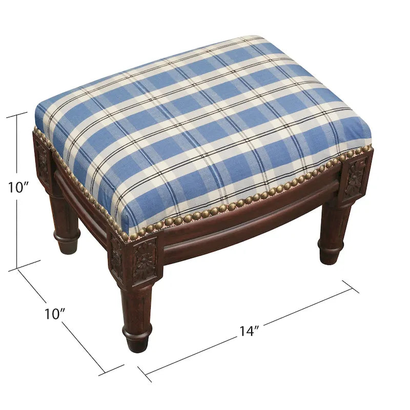 Blue Plaid Footstool