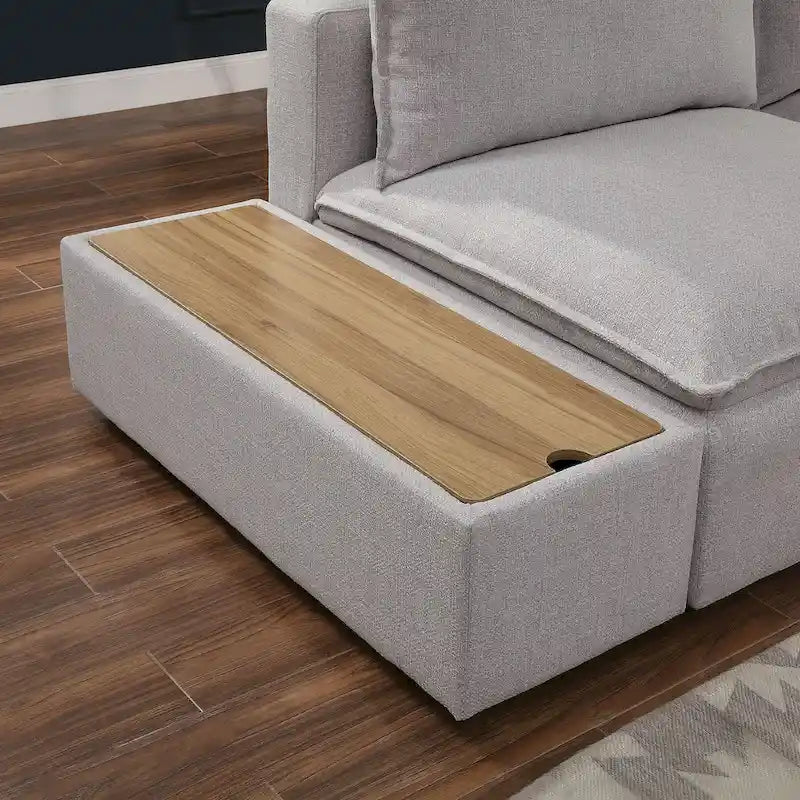 Fren Contemporary Light Grey 43-inch Fabric Upholstered Storage Console by Furniture of America