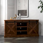 Bridgevine Home Farmhouse 66 inch Corner TV Stand for TVs up to 80 inches, No Assembly Required, Aged Whiskey Finish